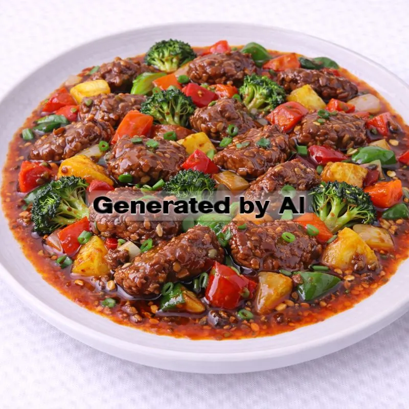 a) Indrefilet med sursøtsaus