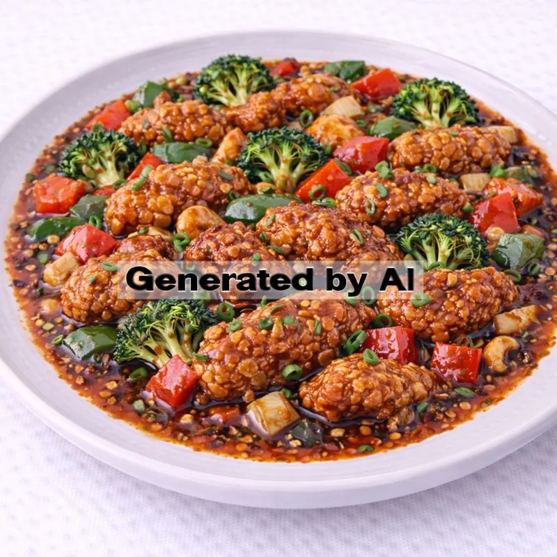 b) Kylling de Luxe (Søt chili / Pepper / Szechuansaus)