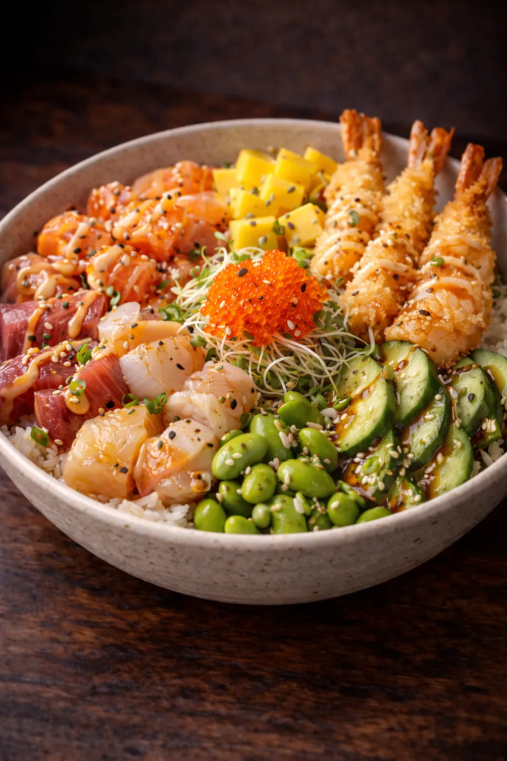Poke bowl tempura