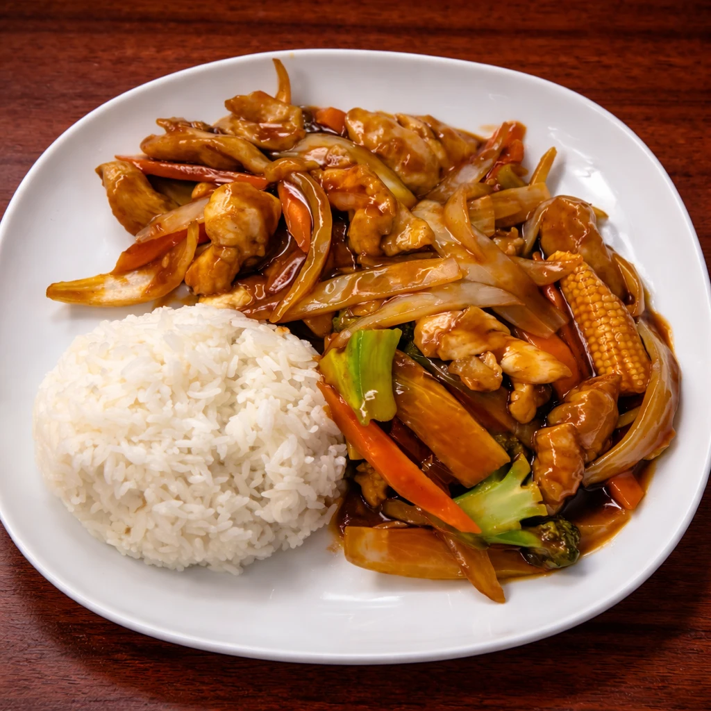 Kryddesaus med kylling / biff / scampi / tofu 