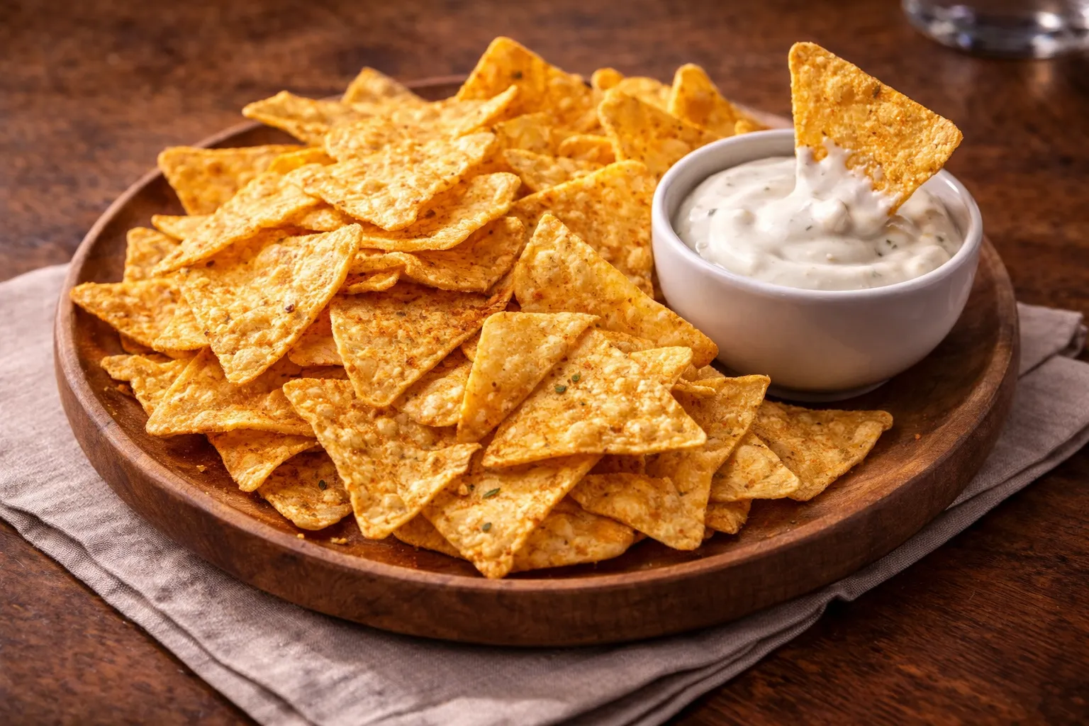 Nachos med hvitløksdressing