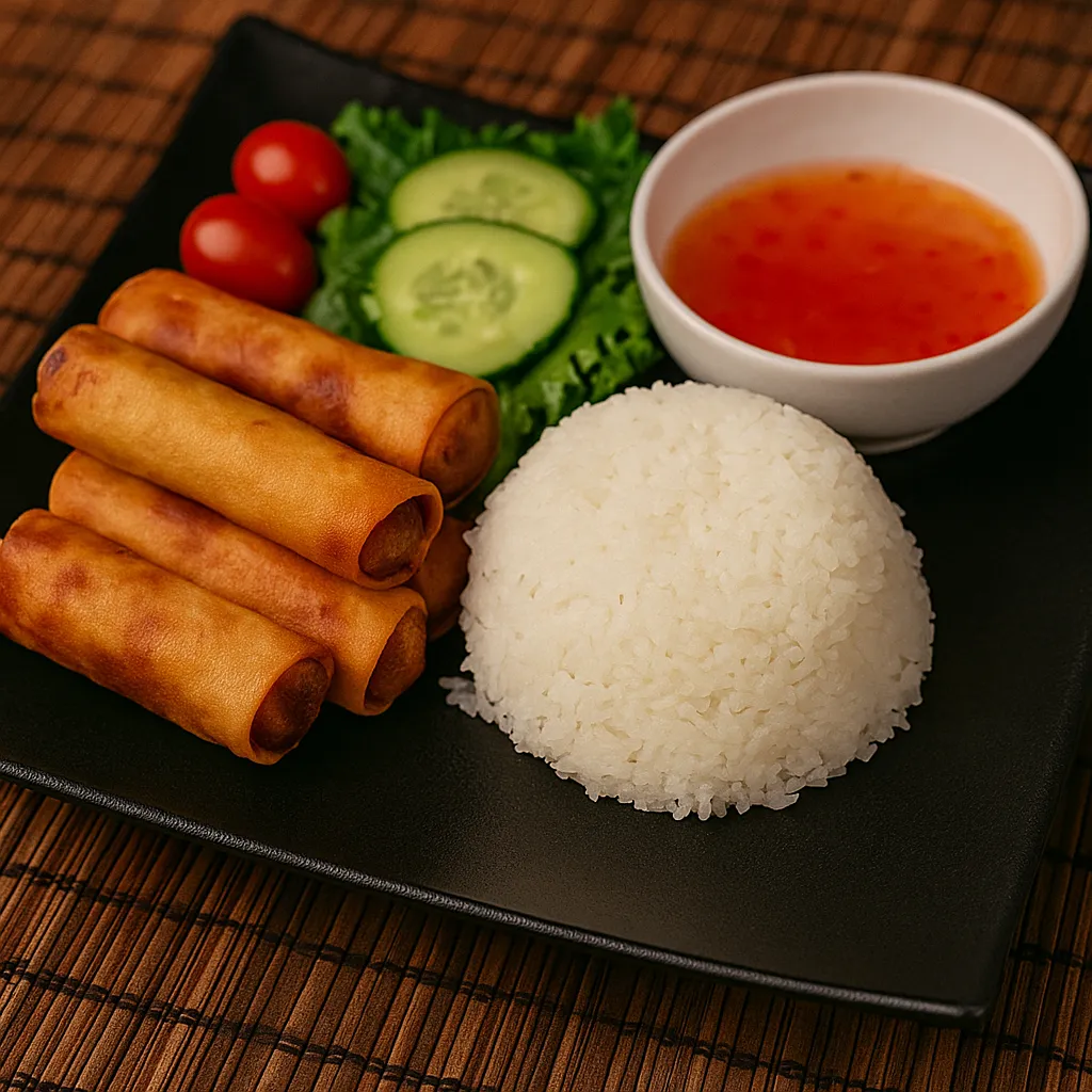 Stekte vårruller med ris