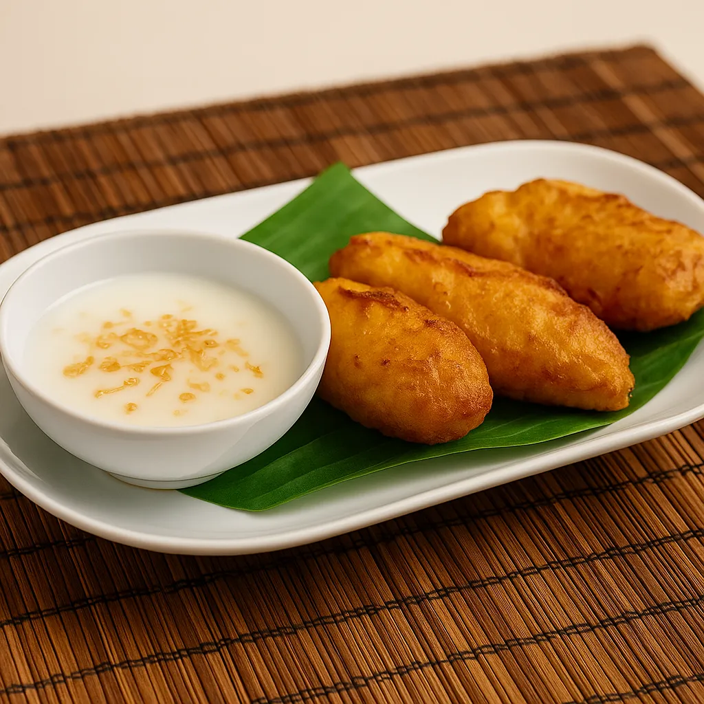 Frityrstekt banan med kokossaus