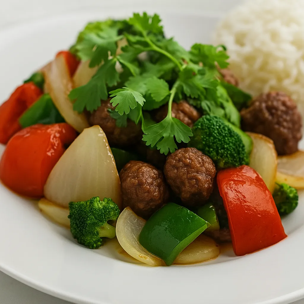 Wok rangler med biff og ris