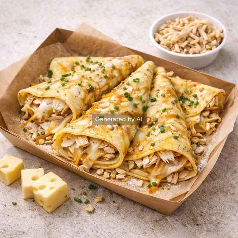 Pannekake med kylling og ost