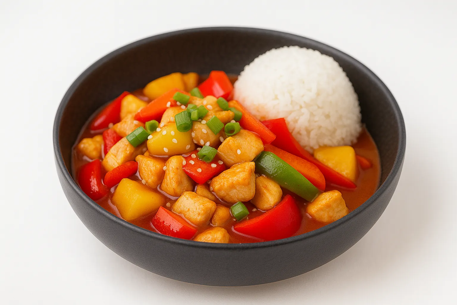 Kylling i sursøt saus med ris 