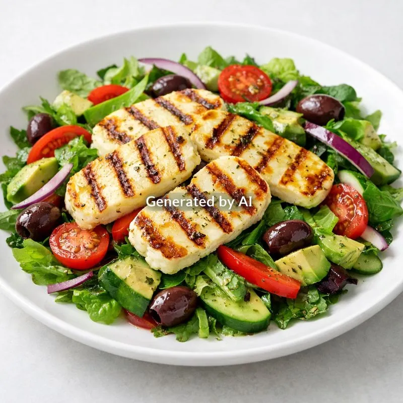 Salat med grillet halloumi