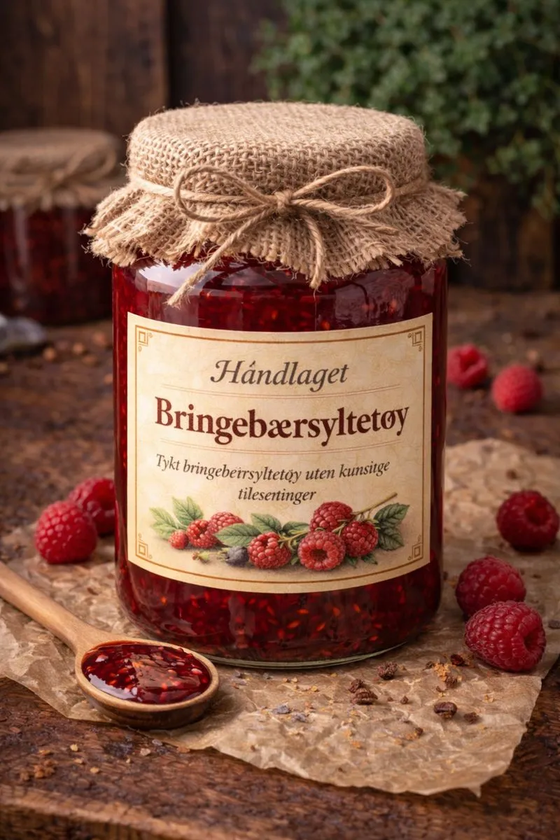 Håndlaget Bringebærsyltetøy