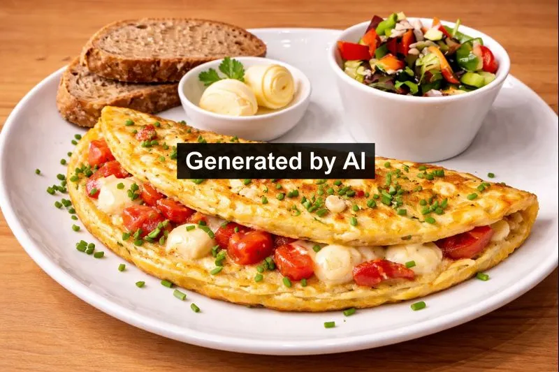 Omelett med mozzarella, tomat og purre