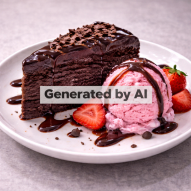 Sjokoladekake med jordbær is