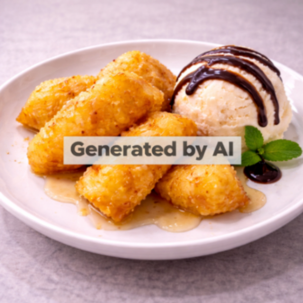 Fritert ananas med iskrem