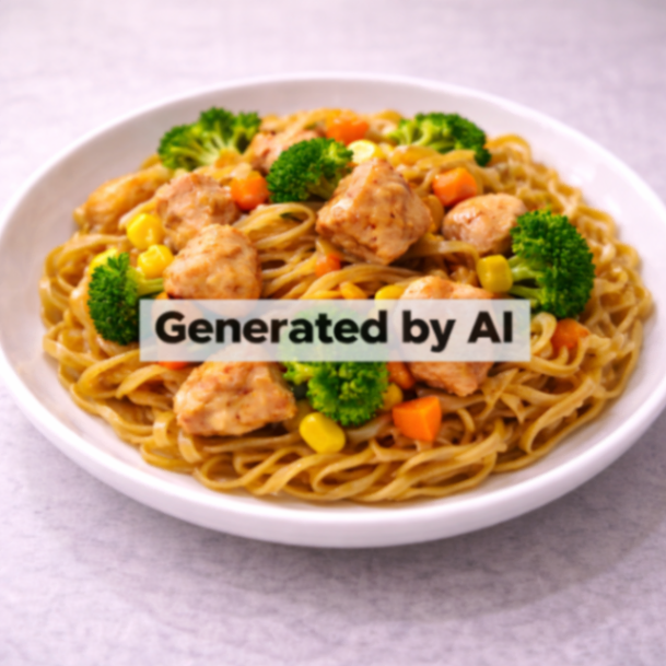 Kyllingkjøtt med stekt nudler