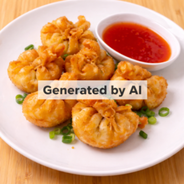 Inbakt wan-tan med sursøt saus