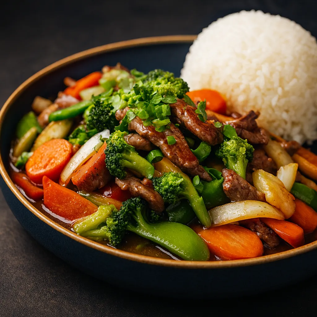 Biff wok med østerssaus (Nua Pad Nam Man Hoi)