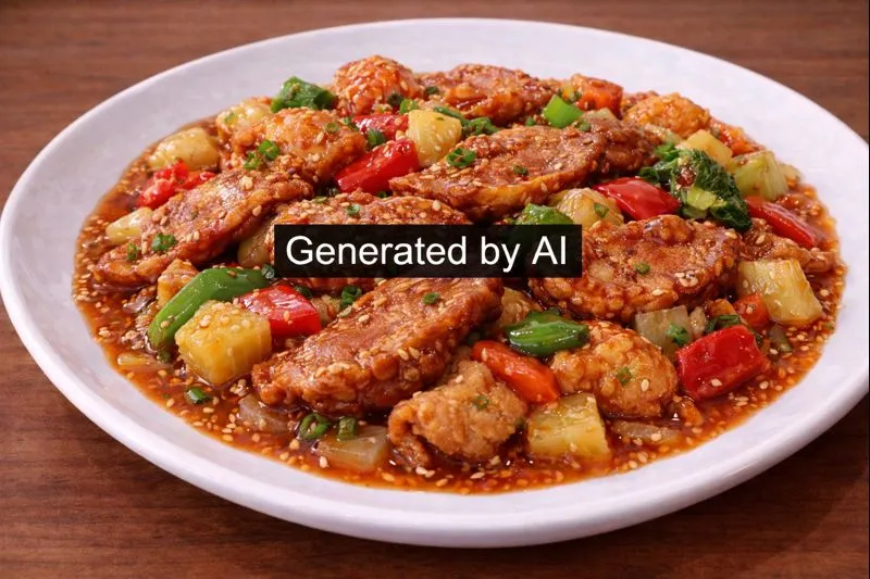 Inn bakt and med sursøt saus