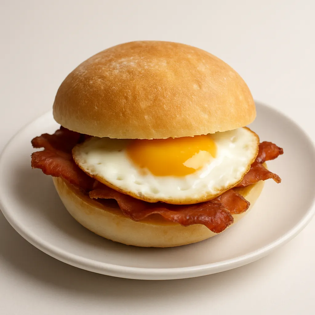 Glutenfri rundstykke med egg og bacon