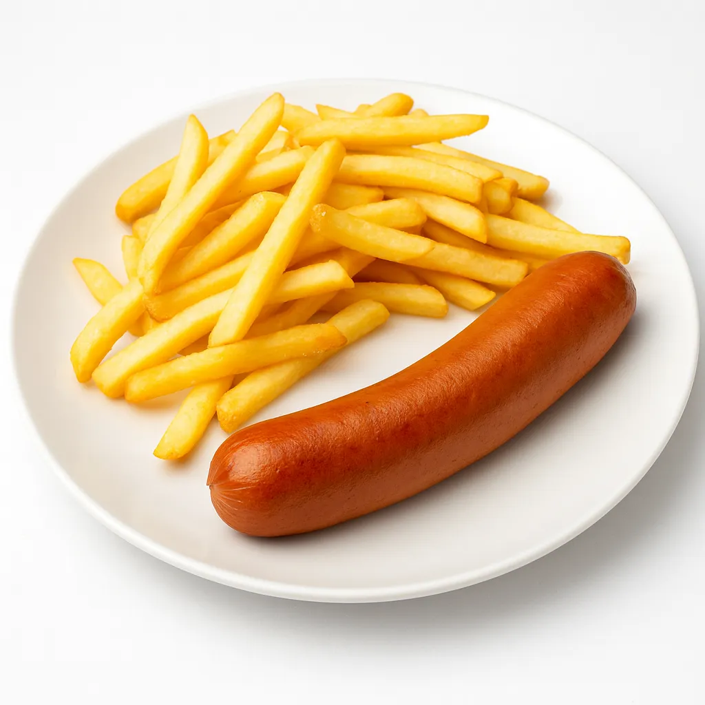 Pølse med pommes frites