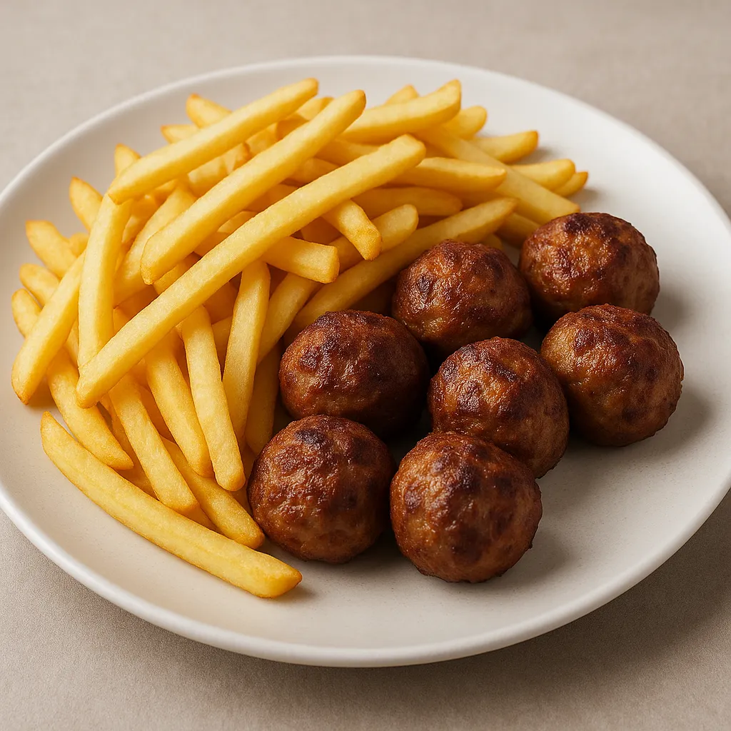 Kyllingkjøttboller med pommes frites