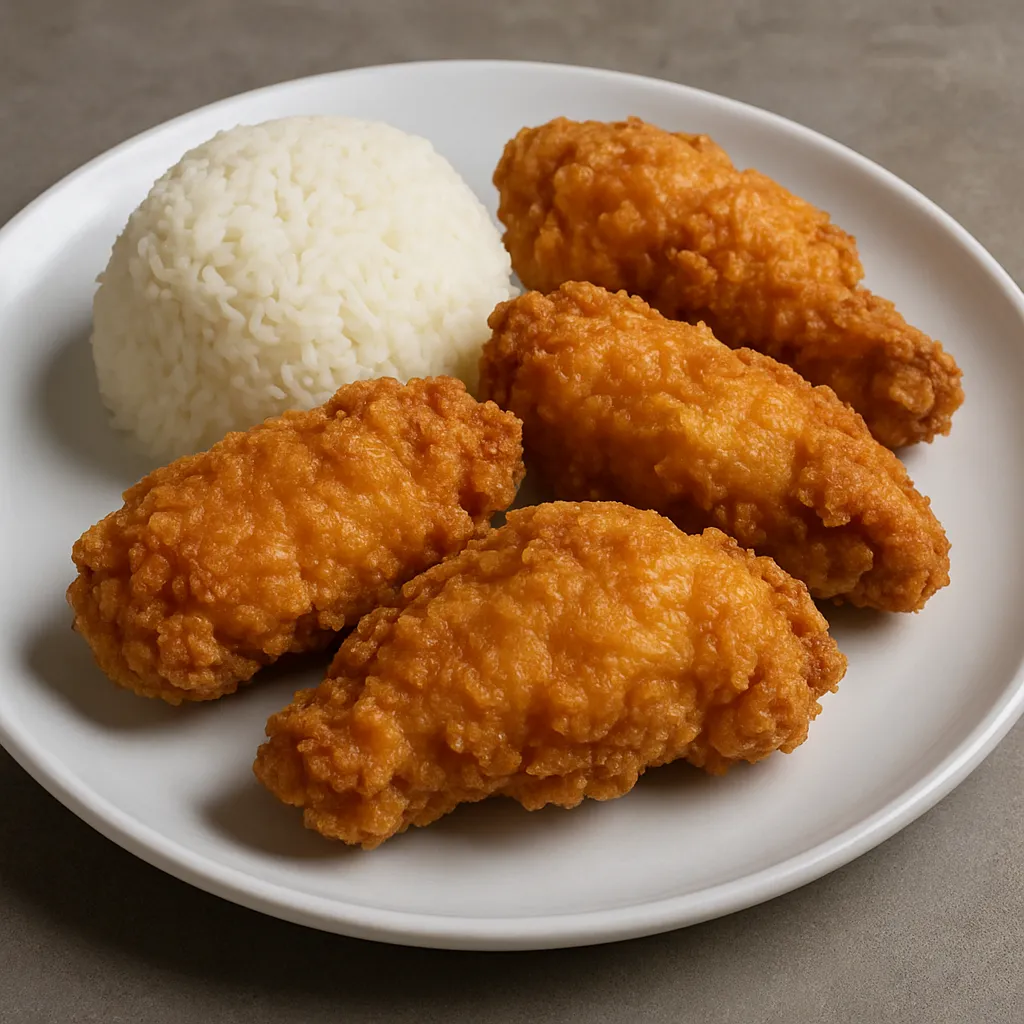 Crispy kylling med ris eller chips
