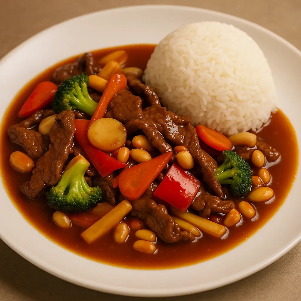 Biff i gong bao saus (sursøt og sterk)