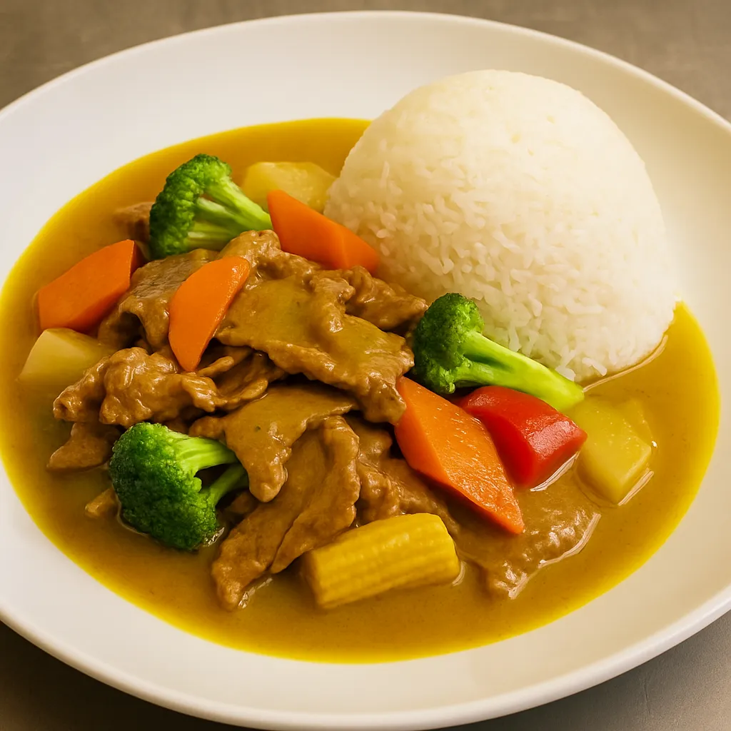 Biff i karrisaus (litt sterk)