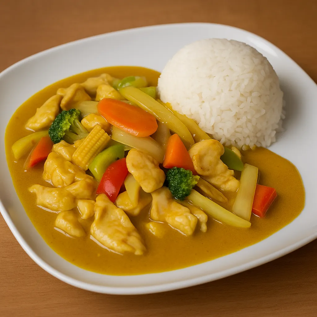 Kylling i karrisaus (litt sterk)