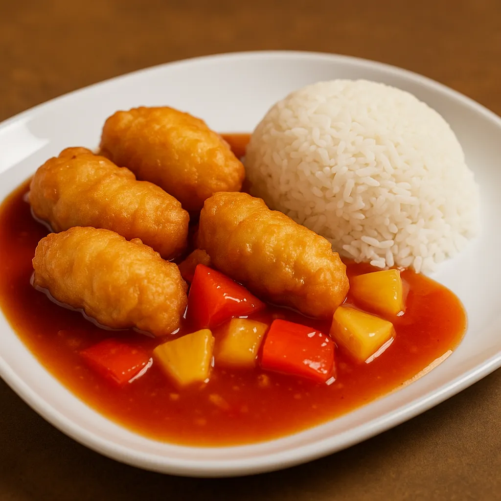 Innbakt kylling bryst med sursøt saus