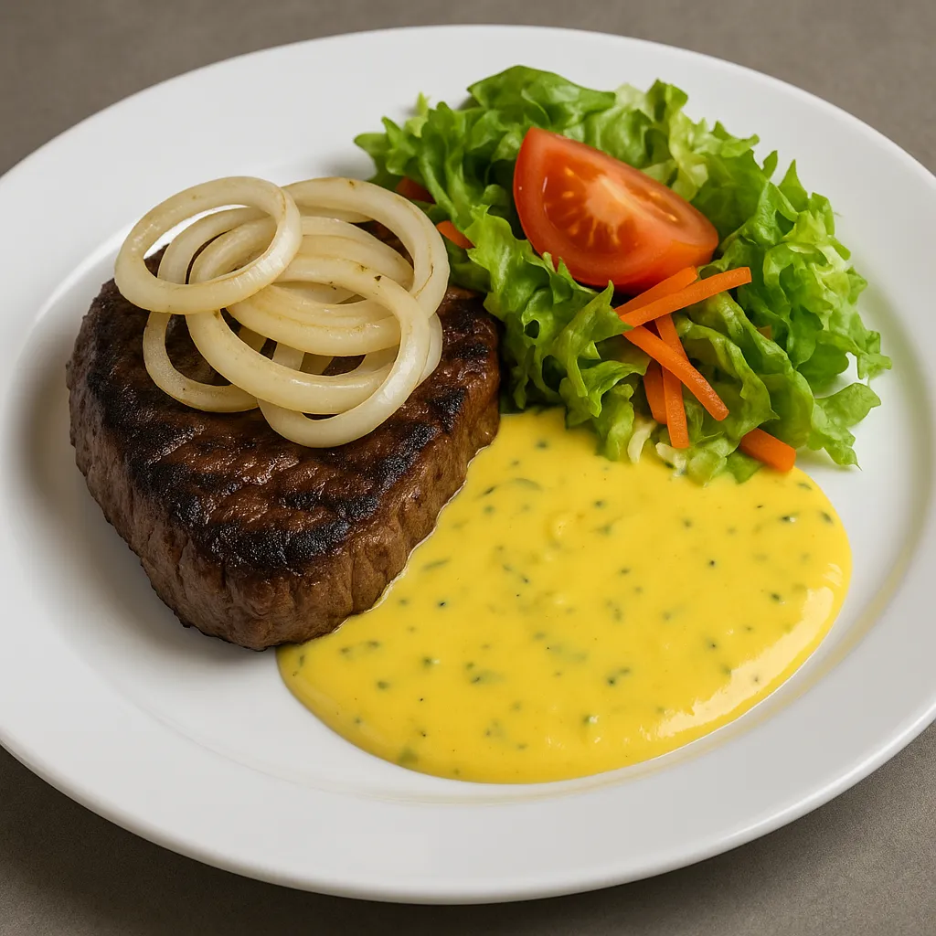 Ytrefilet (200g) med lok, bearnaisesaus og salat