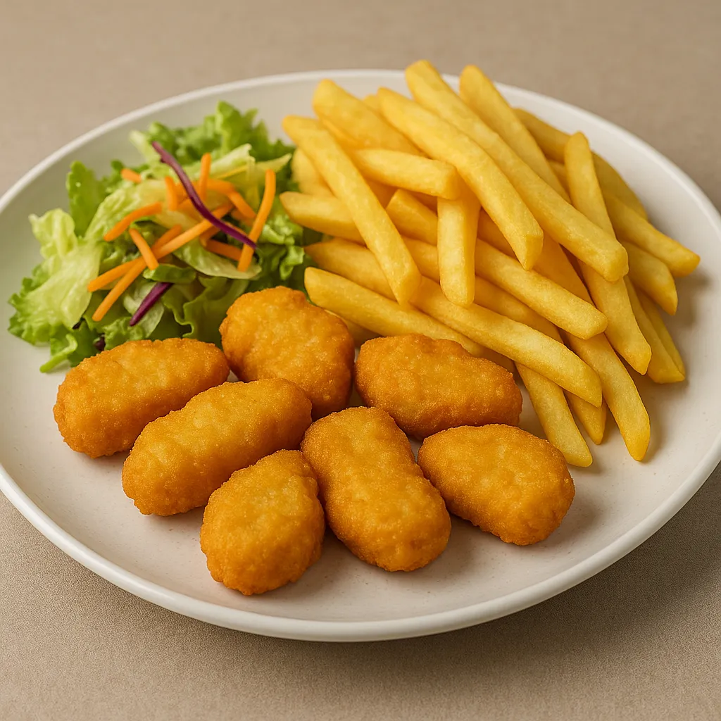 Kylling nugget med pommes frites (6 stk)