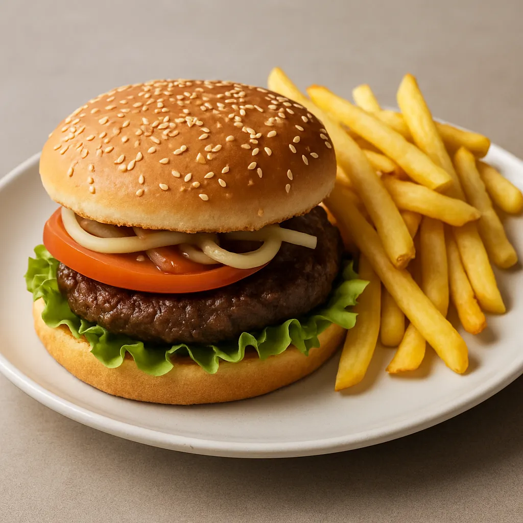 Hamburger med pommes frites