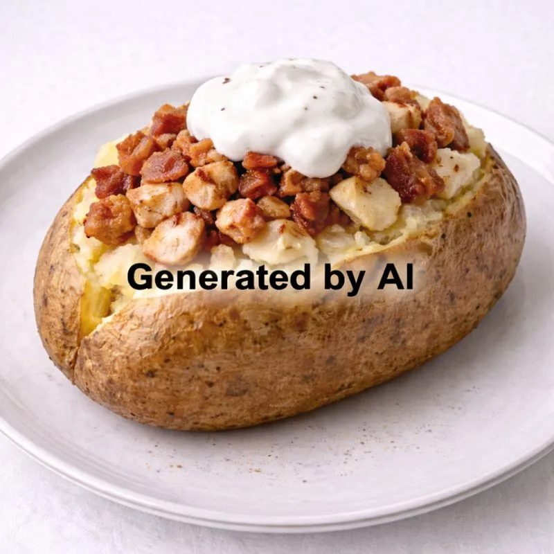 Bakt potet med bacon og kylling