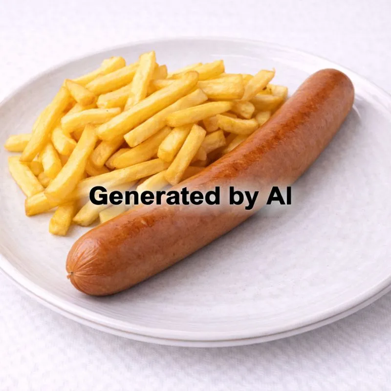 Kjøttpølse med pommes frites