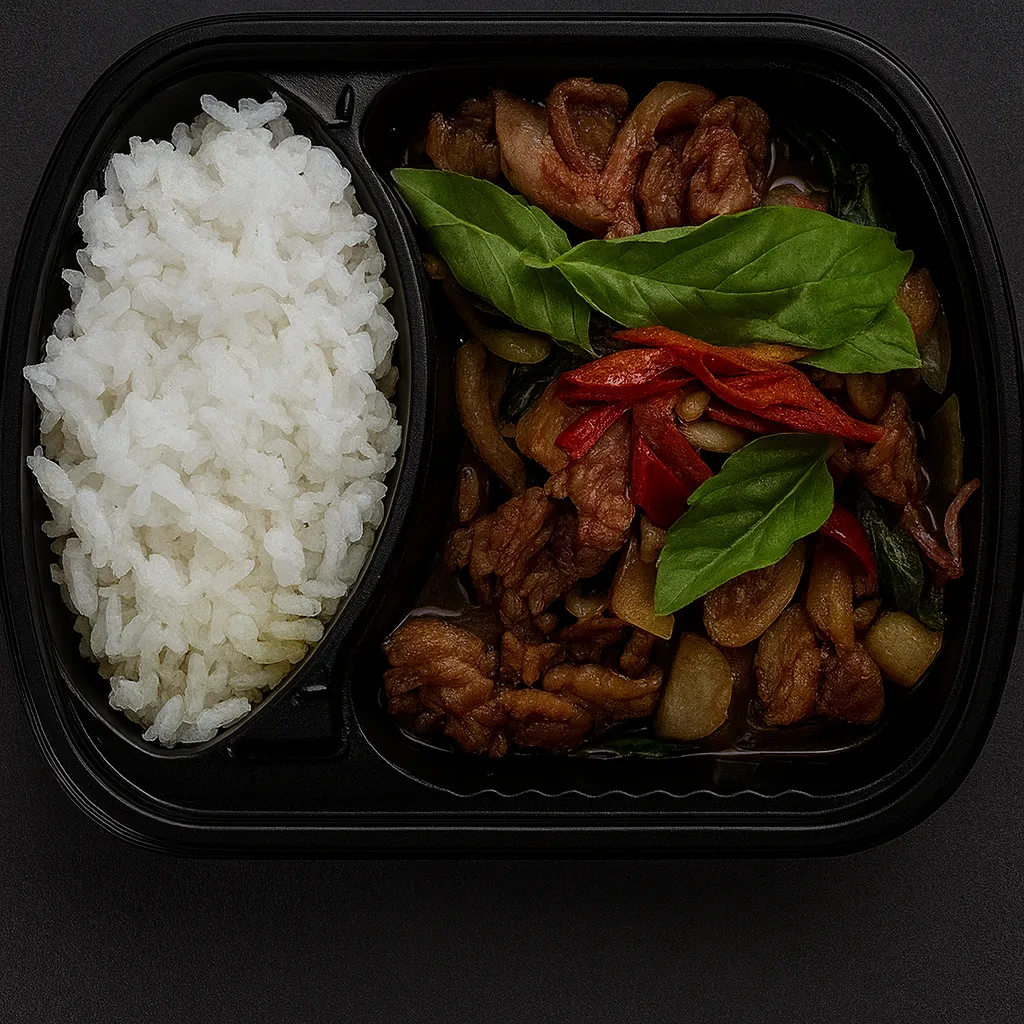 Pad Kra-Pauw Stekt kylling / biff eller scampi