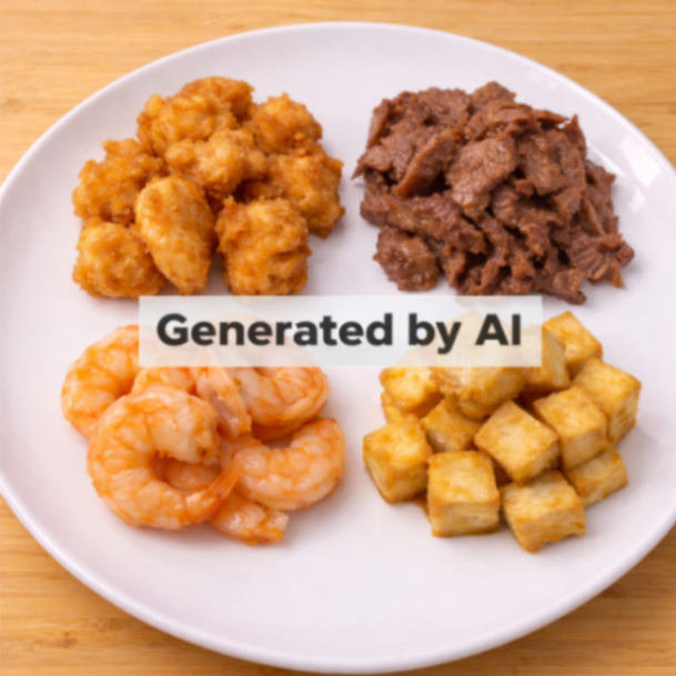 Ekstra: kylling, biff, scampi eller tofu